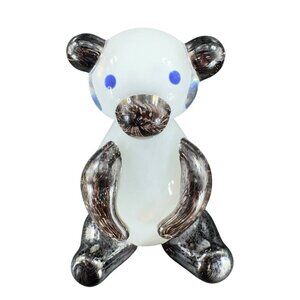 Hand Blown Venetian Glass Italian Teddy Bear Figurine Paperweight Handmade Glass